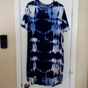 Blue tye dyed tshirt dress